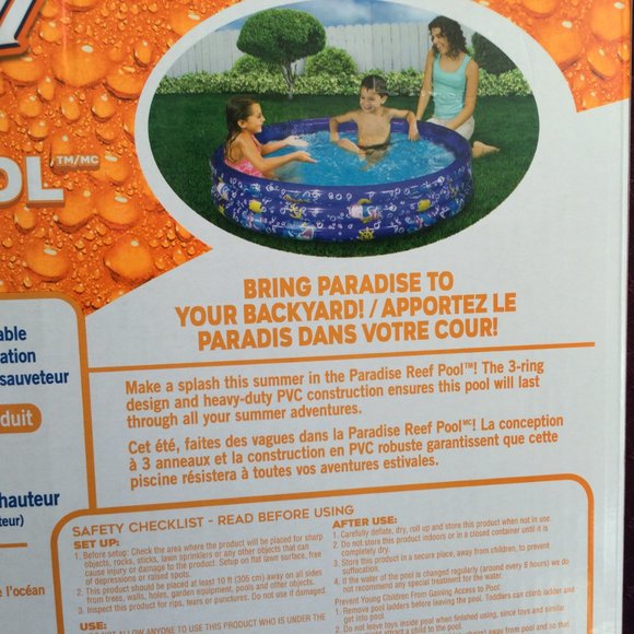 Kiddie Pool Banzai Paradise  Reef Pool New In Sealed Box 3 Rings - Picture 7 of 9